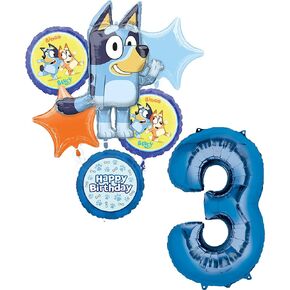 Anagram Bluey 3rd Birthday Party Supplies Foil Balloon Bouquet Decorations