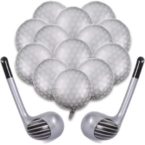 15Pcs Golf Balloons Sports Birthday Party Decorations Include 13Pcs 18 inch Balloons & 2Pcs Golf Club,Golf Themed Party Decorations for Boys