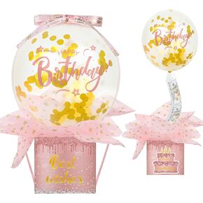 Pull Money Balloon Box Birthday Balloon Money Surprise Box Funny Pull Money Balloon Box Surprise Kit for Birthday Party Cash Gift Pull Supplies