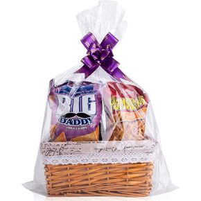 Awpeye Clear Basket Bags, 25 Packs Large Cellophane Wrap for Baskets and Gifts, 16x24 Inches Cellophane Bags, 2 Mil Thick