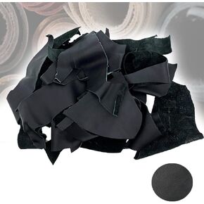 HAOONK Leather Scraps Genuine Cowhide Leather Sheets Various Sizes, Mixed Shapes 1.2-1.4mm Thick (Black/1LB)