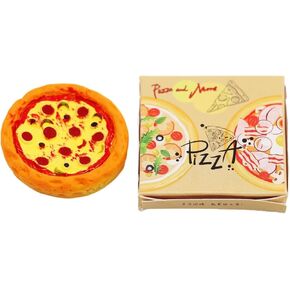 1 Set Miniature Pizza Box, 1:6 & 1:12 Scale Realistic Dollhouse Food Model Set, Yellow Resin Doll House Furniture Supplies for Pretend Play Kitchen