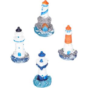 Yardwe 4pcs Micro Landscape Lighthouse Kitchen Mat Cushioned Mediterranean Lighthouse Mini Nautical Lighthouse Decoraciones Para Salas De Casa Fairy Birthday Miniature Resin Doll House