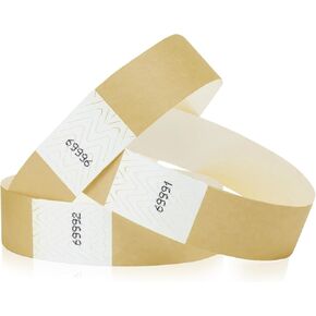 500 WristCo Tyvek Deep Metallic Gold Wristbands for Events – Tamper-Proof Design Prevents Reuse – Premium-Grade Bracelets for Hospital & Medical ID, Party, Concert Entry, VIP Identification