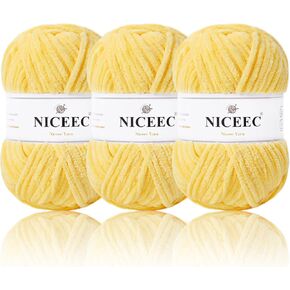 NICEEC Chenille Yarn Blanket Yarn Light Worsted Weight Yarn for Knitting Fancy Yarn for Crochet Weaving DIY Craft Total Length 200m (218yds, 100g)_Light Gray