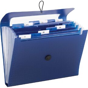 Smead Step Index Poly Organizer ، 12 جيوبًا ، رفرفًا وسلكًا ، حجم الحرف ، الأزرق البحري (70902)