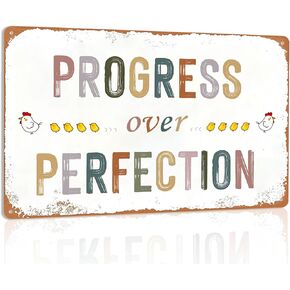 Motivational Posters For Classroom Inspirational Tin Signs Boho Office Wall Art Speech Therapy Decor High School Classroom Cute Metal Signs Progress Over Perfection