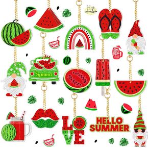 15 PCS Diamond Artchains Watermelon Diamond Painting keychain keychain kit handmade diy fruit gnome keychain keychain summer summr