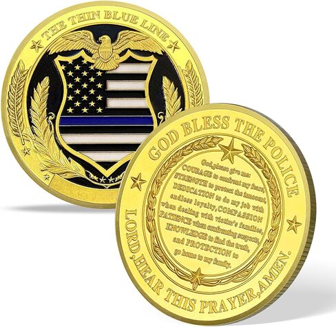 Saint Michael Police Prayer Coin Patron Saint of Police Officers Police Law Enforcement Challenge Coin (Police Graveyard, 1) in Kuwait