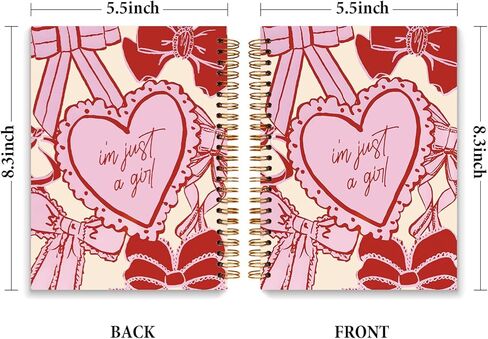 Pink Bow Coquette Notebook, Preppy Pink Journal Notebook for Teen Girls, Trendy Pink Hardcover Spiral Notebook for School Student Teacher Office, 5.5x8.3 in Kuwait