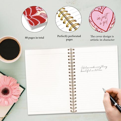 Pink Bow Coquette Notebook, Preppy Pink Journal Notebook for Teen Girls, Trendy Pink Hardcover Spiral Notebook for School Student Teacher Office, 5.5x8.3 in Kuwait