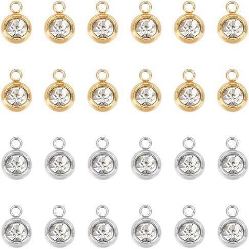 UNICRAFTALE Rhinestone Charm Stainless Steel Link Charms Crystal Charm Glass Connector Charms Diamond Connectors Birthstone Charms Metal Linking Charm for Jewelry Making in Saudi Arabia