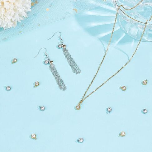 UNICRAFTALE Rhinestone Charm Stainless Steel Link Charms Crystal Charm Glass Connector Charms Diamond Connectors Birthstone Charms Metal Linking Charm for Jewelry Making in Saudi Arabia