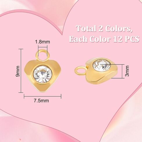 UNICRAFTALE Rhinestone Charm Stainless Steel Link Charms Crystal Charm Glass Connector Charms Diamond Connectors Birthstone Charms Metal Linking Charm for Jewelry Making in Saudi Arabia