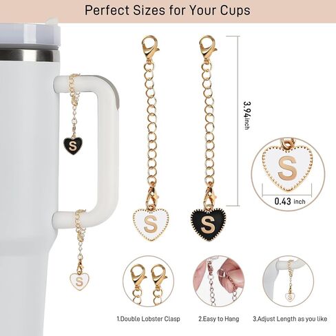 Letter Charm Accessories for Stanley Cup，2PCS Initial Charm for Stanley Cup，Keychain for Stanley Cup Initial Charm in Saudi Arabia