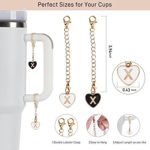 Letter Charm Accessories for Stanley Cup，2PCS Initial Charm for Stanley Cup，Keychain for Stanley Cup Initial Charm in Saudi Arabia