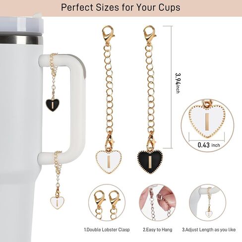 Letter Charm Accessories for Stanley Cup，2PCS Initial Charm for Stanley Cup，Keychain for Stanley Cup Initial Charm in Saudi Arabia