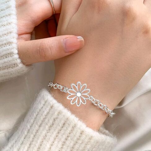 60pcs Flower Connector Charms Alloy Daisy Flower Pendants Double Hole Charms Link Connectors Craft Supplies for DIY Necklace Bracelet Jewelry Making Findings in Kuwait