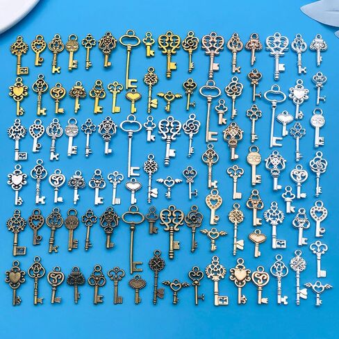 WOCRAFT 100PCS سحر رئيسي لصنع المجوهرات ، سحر سوار متنوع للمجوهرات ، سحر حرك المعادن بالجملة المختلطة للجملة لتصنيع القلادة المفتاحية لصنع المجوهرات الحرف (SN927) in Kuwait