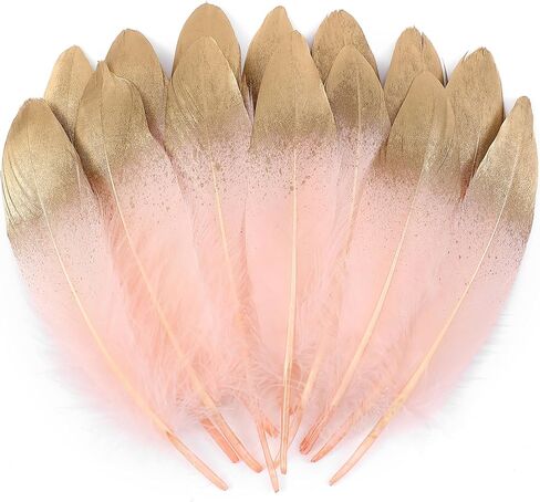 لاريهوت جولد أوزة ريش cfafts - 6-8 بوصة 60 PCS الريش الطبيعي لزخارف حفل الزفاف والحرف اليدوية DIY وملحقات الملابس (الذهب) in Kuwait