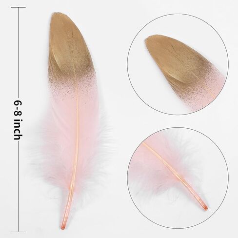 لاريهوت جولد أوزة ريش cfafts - 6-8 بوصة 60 PCS الريش الطبيعي لزخارف حفل الزفاف والحرف اليدوية DIY وملحقات الملابس (الذهب) in Kuwait