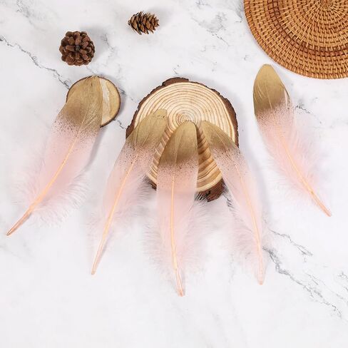 لاريهوت جولد أوزة ريش cfafts - 6-8 بوصة 60 PCS الريش الطبيعي لزخارف حفل الزفاف والحرف اليدوية DIY وملحقات الملابس (الذهب) in Kuwait