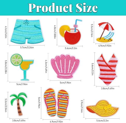 Summer Hawaii Iron on Patches Pack, Embroidered Iron on/Sew on Summer Patches Applique for Clothing, Hat, Backpack, Jeans, Jacket, Bag, Sock and More, Pack of 48 in Saudi Arabia