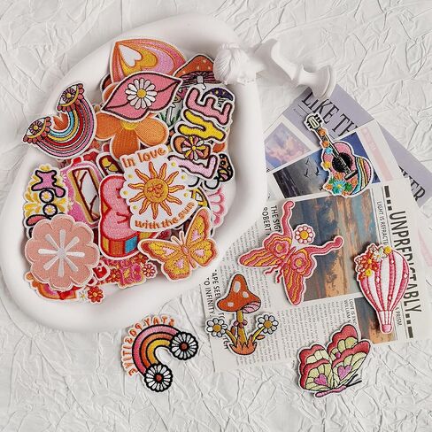 Summer Hawaii Iron on Patches Pack, Embroidered Iron on/Sew on Summer Patches Applique for Clothing, Hat, Backpack, Jeans, Jacket, Bag, Sock and More, Pack of 48 in Saudi Arabia