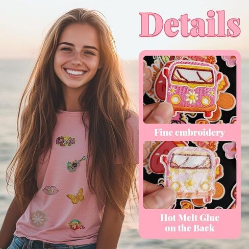 Summer Hawaii Iron on Patches Pack, Embroidered Iron on/Sew on Summer Patches Applique for Clothing, Hat, Backpack, Jeans, Jacket, Bag, Sock and More, Pack of 48 in Saudi Arabia