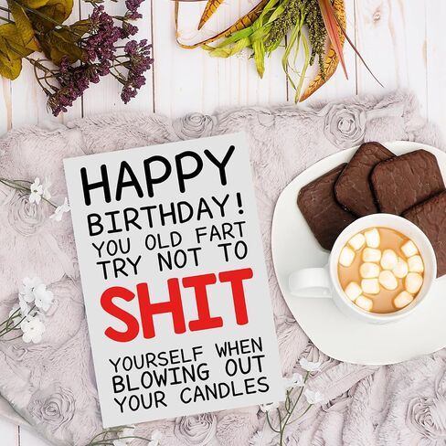 Funny Birthday Cards For Women Men, Rude Birthday Card Gift for Nan Grandad Mom Dad, 50th 60th 70th 80th Birthday Card for Him Her, Happy Birthday Card Dad Mom in Saudi Arabia