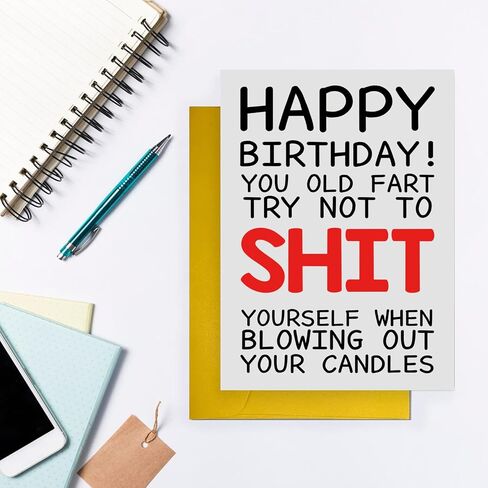 Funny Birthday Cards For Women Men, Rude Birthday Card Gift for Nan Grandad Mom Dad, 50th 60th 70th 80th Birthday Card for Him Her, Happy Birthday Card Dad Mom in Saudi Arabia