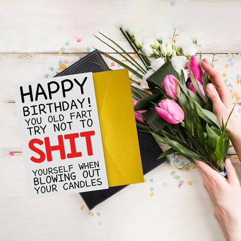 Funny Birthday Cards For Women Men, Rude Birthday Card Gift for Nan Grandad Mom Dad, 50th 60th 70th 80th Birthday Card for Him Her, Happy Birthday Card Dad Mom in Saudi Arabia