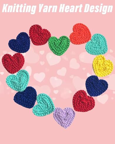 14 Pieces 2.36inch Crochet Heart Applique Knitting Yarn Love Patch with White Felt for Sweater Beanie Warmers Sewing Embellishment Christmas Valentine Ornaments (Red) in Kuwait