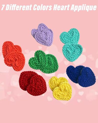 14 Pieces 2.36inch Crochet Heart Applique Knitting Yarn Love Patch with White Felt for Sweater Beanie Warmers Sewing Embellishment Christmas Valentine Ornaments (Red) in Kuwait