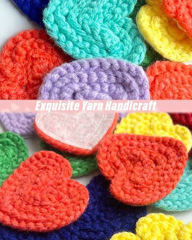 14 Pieces 2.36inch Crochet Heart Applique Knitting Yarn Love Patch with White Felt for Sweater Beanie Warmers Sewing Embellishment Christmas Valentine Ornaments (Red) in Kuwait