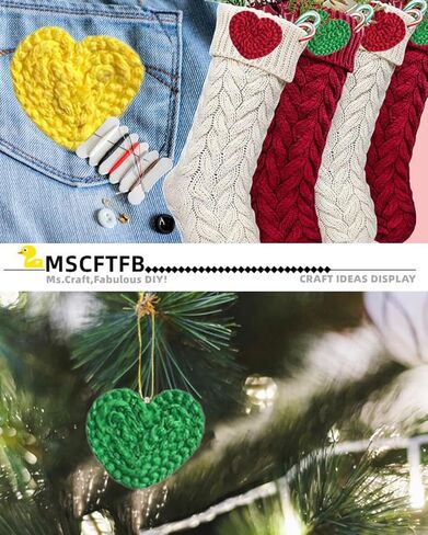 14 Pieces 2.36inch Crochet Heart Applique Knitting Yarn Love Patch with White Felt for Sweater Beanie Warmers Sewing Embellishment Christmas Valentine Ornaments (Red) in Kuwait