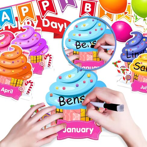 EAMAY Happy Birthday Bulletin Board Sets, Preschool & Kindergarten Classroom Decorations, Back to School Classroom Supplies, Cardstock Colorful Cutouts (Rainbow) in Saudi Arabia