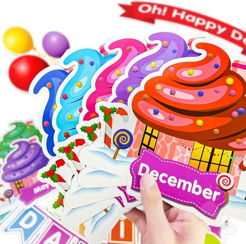 EAMAY Happy Birthday Bulletin Board Sets, Preschool & Kindergarten Classroom Decorations, Back to School Classroom Supplies, Cardstock Colorful Cutouts (Rainbow) in Saudi Arabia