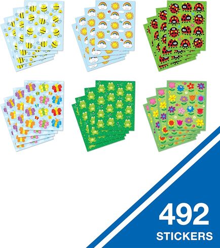 كارسون ديلوسا التعليمية ملصقات موسمية الربيع والصيف للأطفال ، 492 ملصقات كرتون متعددة الألوان ، فراشة ، نحلة الطفرة ، الضفدع ، الخنفساء ، الورق ، لامعة ، قابلة لإعادة الاستخدام ، داخلي الاستخدام in Kuwait