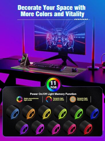 وسادة الماوس XXL مع حامل الهاتف الأسود ، حصيرة مكتب RGB مع شحن سريع 15 واط ، LED Mousepad ألعاب كبيرة مع 11 لونًا من ألواح الأضواء ، وسادات الماوس الطويلة للمكتب ، وسادة مكتب غير قابلة للانزلاق للماء للمكتب والمنزل in Kuwait