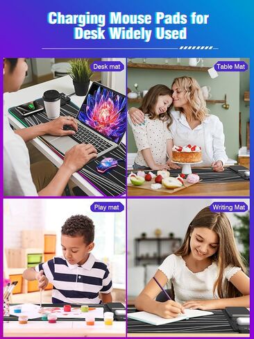 وسادة الماوس XXL مع حامل الهاتف الأسود ، حصيرة مكتب RGB مع شحن سريع 15 واط ، LED Mousepad ألعاب كبيرة مع 11 لونًا من ألواح الأضواء ، وسادات الماوس الطويلة للمكتب ، وسادة مكتب غير قابلة للانزلاق للماء للمكتب والمنزل in Kuwait