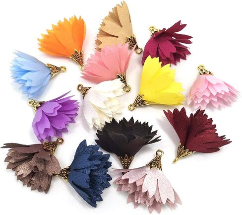 100Pcs Chiffon Flower Handmade Tiny Soft Tassels Mini Tassels,Colorful Tassels, Earring Tassels,Key Chian Tassels Assorted Colors Randomly (02) in Saudi Arabia
