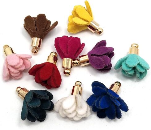 100Pcs Chiffon Flower Handmade Tiny Soft Tassels Mini Tassels,Colorful Tassels, Earring Tassels,Key Chian Tassels Assorted Colors Randomly (02) in Saudi Arabia