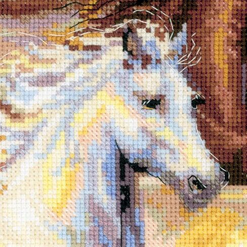 Riolis - في Sunset 100/038 ، Cross Cross Stitch Kit 23½ "x15¾ ، مجموعة التطريز الخيول ، أنماط غرزة متقاطعة للبالغين مع الخيول ، مجموعات غرزة المتقاطعة للبالغين المتقدمين والمبتدئين in Kuwait