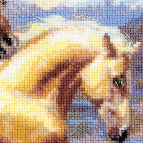 Riolis - في Sunset 100/038 ، Cross Cross Stitch Kit 23½ "x15¾ ، مجموعة التطريز الخيول ، أنماط غرزة متقاطعة للبالغين مع الخيول ، مجموعات غرزة المتقاطعة للبالغين المتقدمين والمبتدئين in Kuwait
