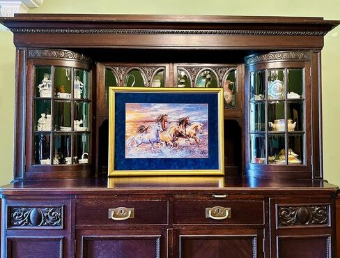 Riolis - في Sunset 100/038 ، Cross Cross Stitch Kit 23½ "x15¾ ، مجموعة التطريز الخيول ، أنماط غرزة متقاطعة للبالغين مع الخيول ، مجموعات غرزة المتقاطعة للبالغين المتقدمين والمبتدئين in Kuwait