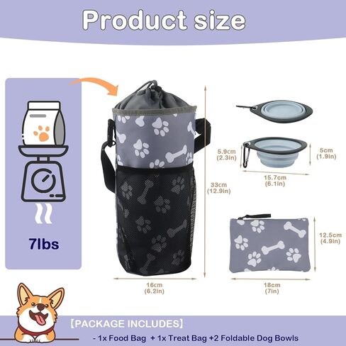 4 عبوات سفر الكلاب مجموعة حاوية حاوية ، حقيبة طعام واحدة للكلاب ، حقيبة 1Treats ، 2 أوعية سفر الكلاب القابلة للطي ، مجموعة سفر الكلاب المحمولة لعلاج الطعام الأليفة ، مخلب التخييم الكلاب العظم in Kuwait