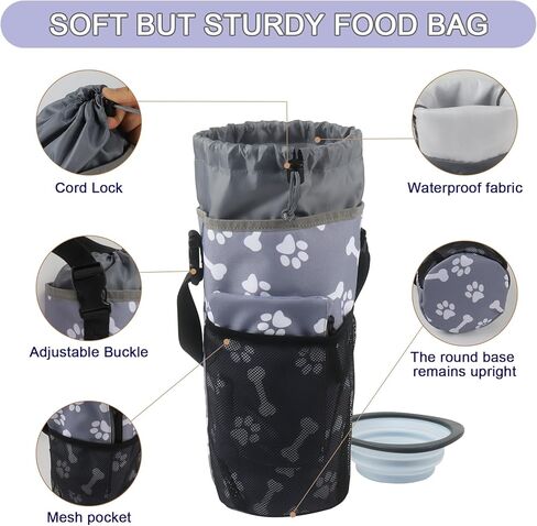 4 عبوات سفر الكلاب مجموعة حاوية حاوية ، حقيبة طعام واحدة للكلاب ، حقيبة 1Treats ، 2 أوعية سفر الكلاب القابلة للطي ، مجموعة سفر الكلاب المحمولة لعلاج الطعام الأليفة ، مخلب التخييم الكلاب العظم in Kuwait