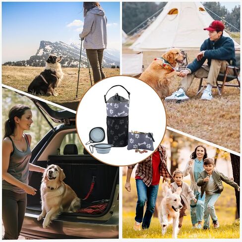 4 عبوات سفر الكلاب مجموعة حاوية حاوية ، حقيبة طعام واحدة للكلاب ، حقيبة 1Treats ، 2 أوعية سفر الكلاب القابلة للطي ، مجموعة سفر الكلاب المحمولة لعلاج الطعام الأليفة ، مخلب التخييم الكلاب العظم in Kuwait