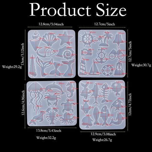 Sean Animal Condring Resin Mould Mould Resin Moulds with Hole Seashell Boat Rudder Marine Marine Morning Moulds for epoxy Resin Moulds Moulds Moulds for DIY Marring Making Jewelry Making (Animal Mould) in Kuwait